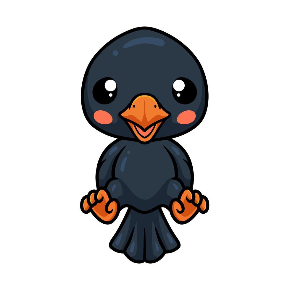 Cute little crow cartoon sitting vector