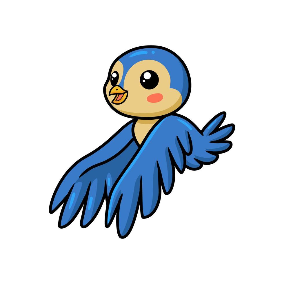 Cute little blue bird cartoon flying vector