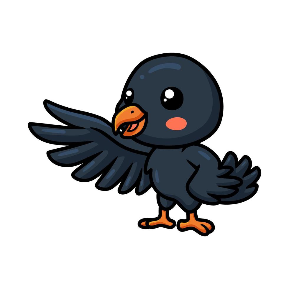 Cute little crow cartoon standing vector