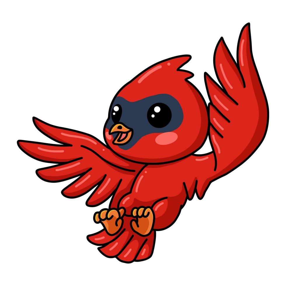 Cute baby cardinal bird cartoon flying vector