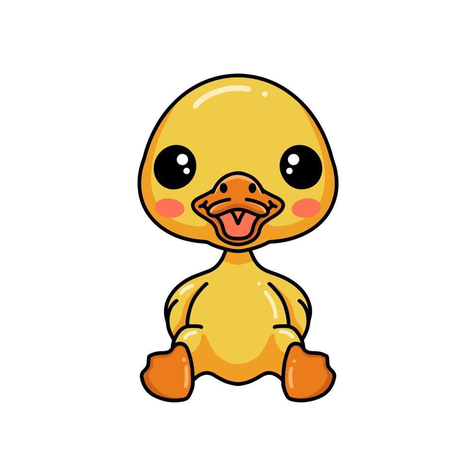 Cute little duck cartoon sitting vector