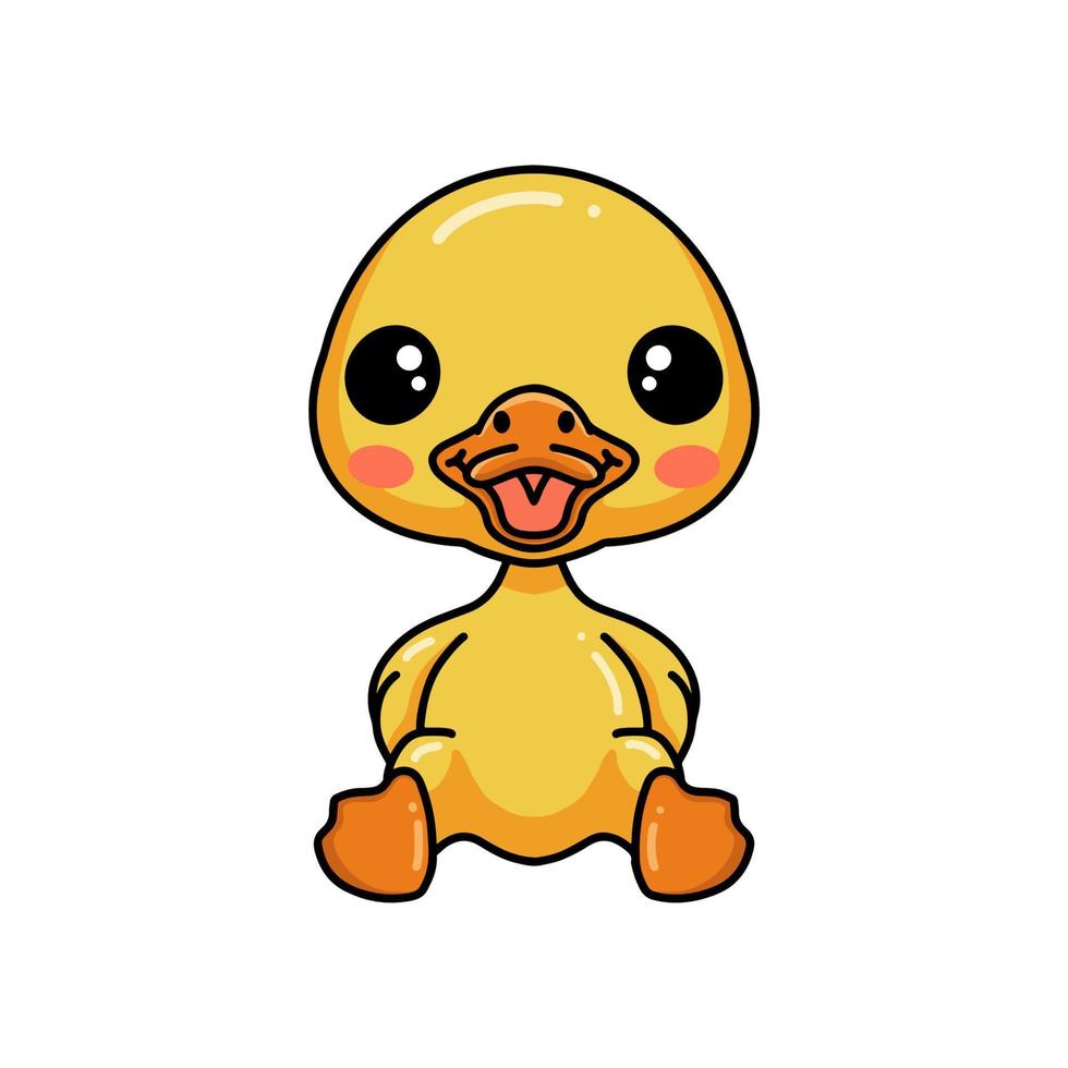 lindo patito sentado de dibujos animados vector