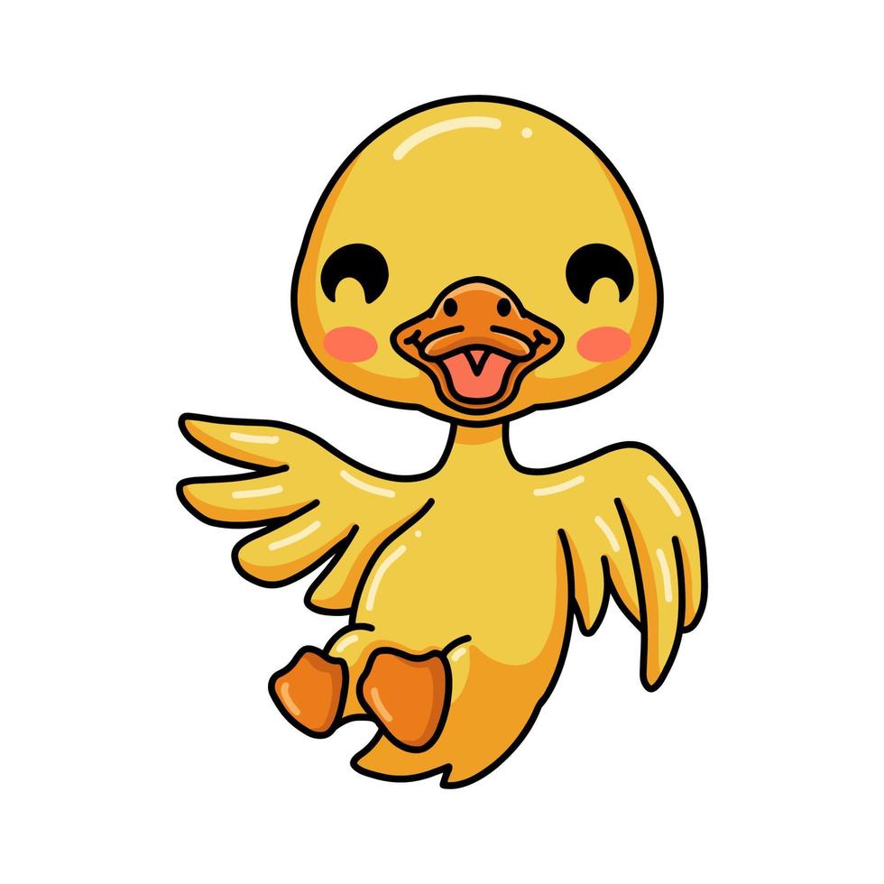 Cute little duck cartoon posing vector