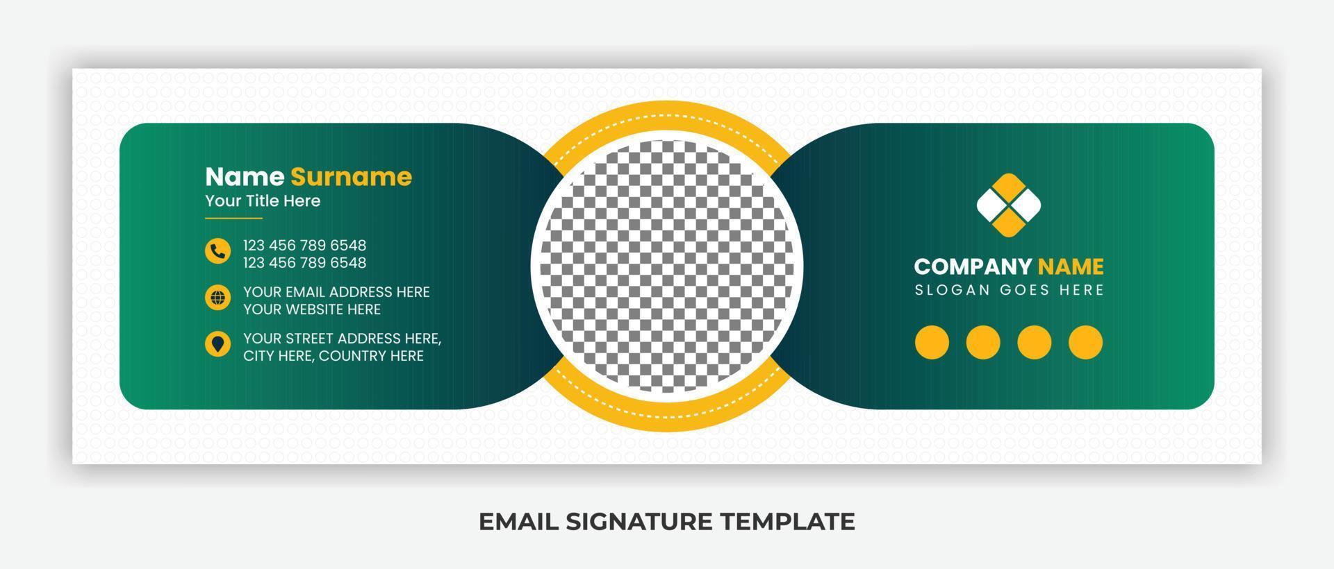 diseño de plantilla de firma de correo electrónico minimalista o pie de página de correo electrónico y portada personal de redes sociales vector