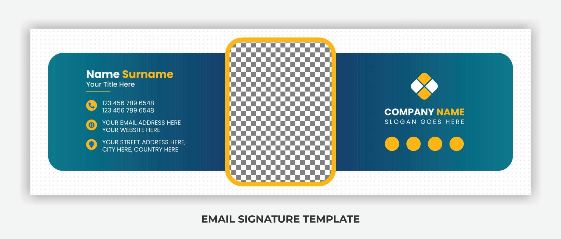 diseño de plantilla de firma de correo electrónico minimalista o pie de página de correo electrónico y portada personal de redes sociales vector