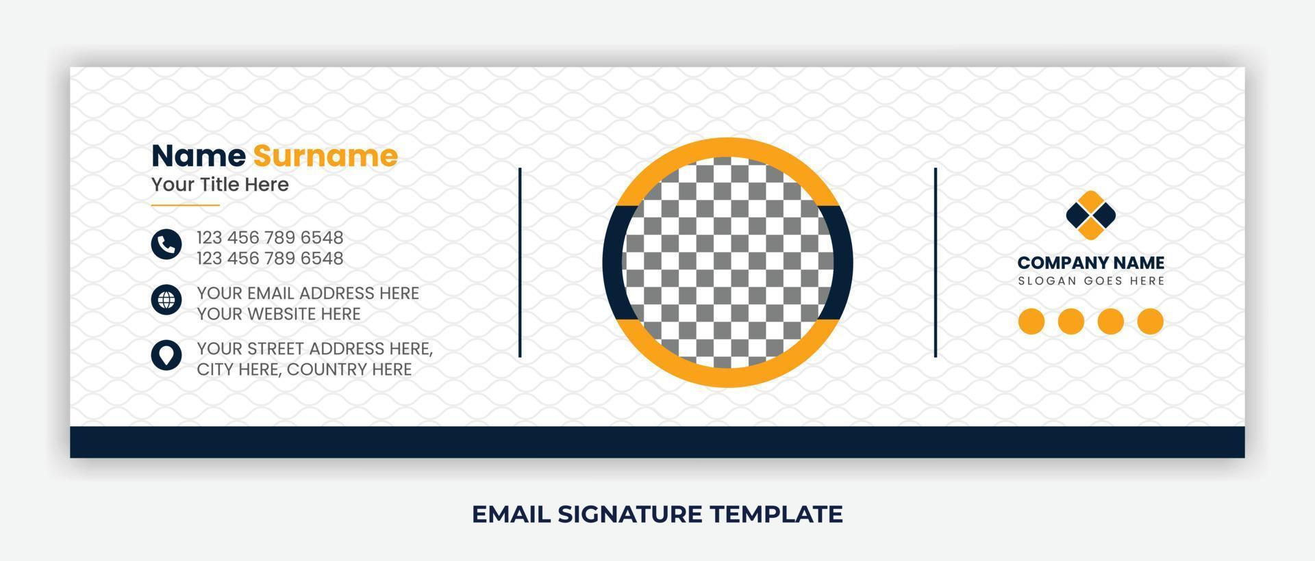 Minimalist email signature template design or email footer and personal social media cover vector