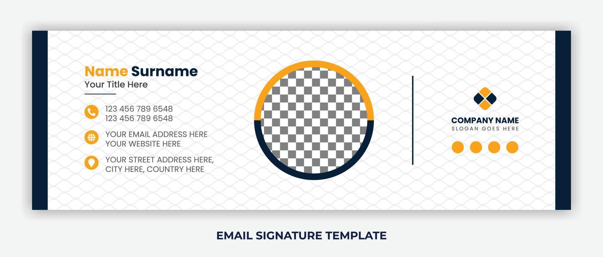 Minimalist email signature template design or email footer and personal social media cover vector