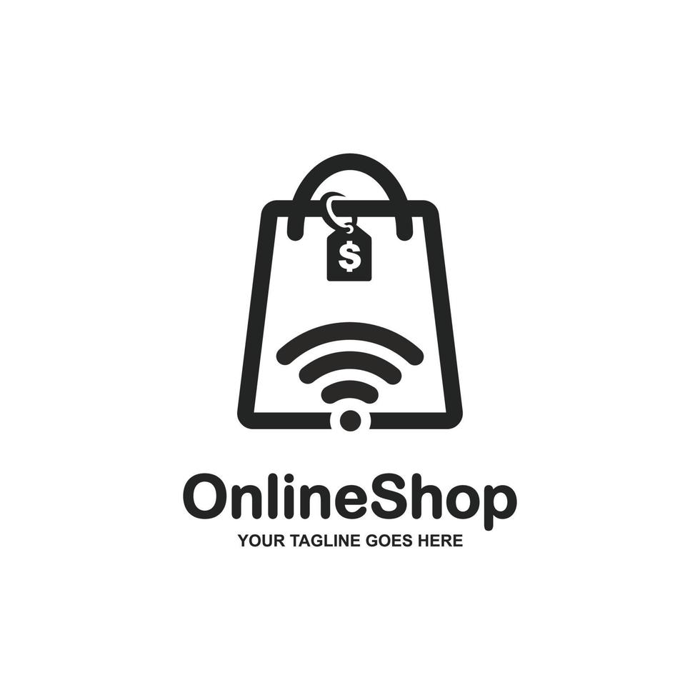 Online shop simple flat logo design vector illustration