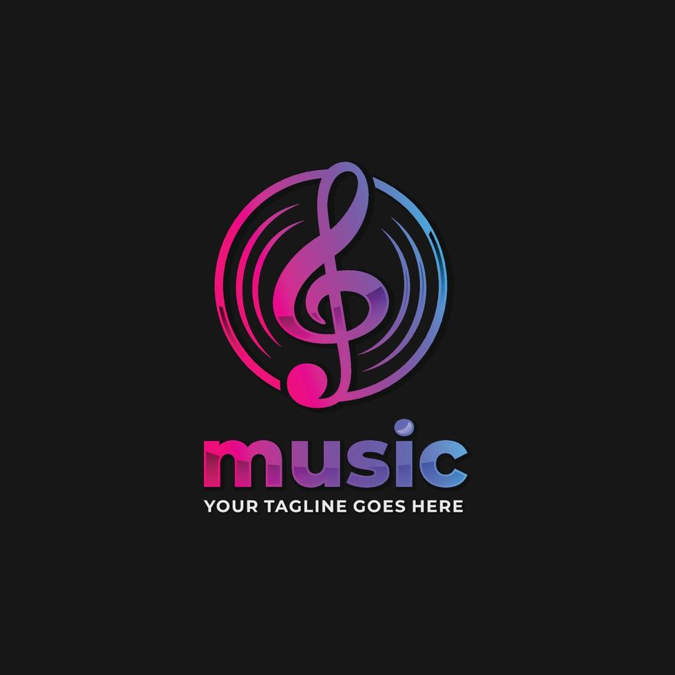 vector de diseño de logotipo degradado de música