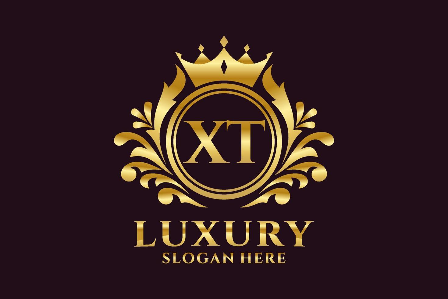 Initial XT Letter Royal Luxury Logo template in vector art for luxurious branding projects and other vector illustration.
