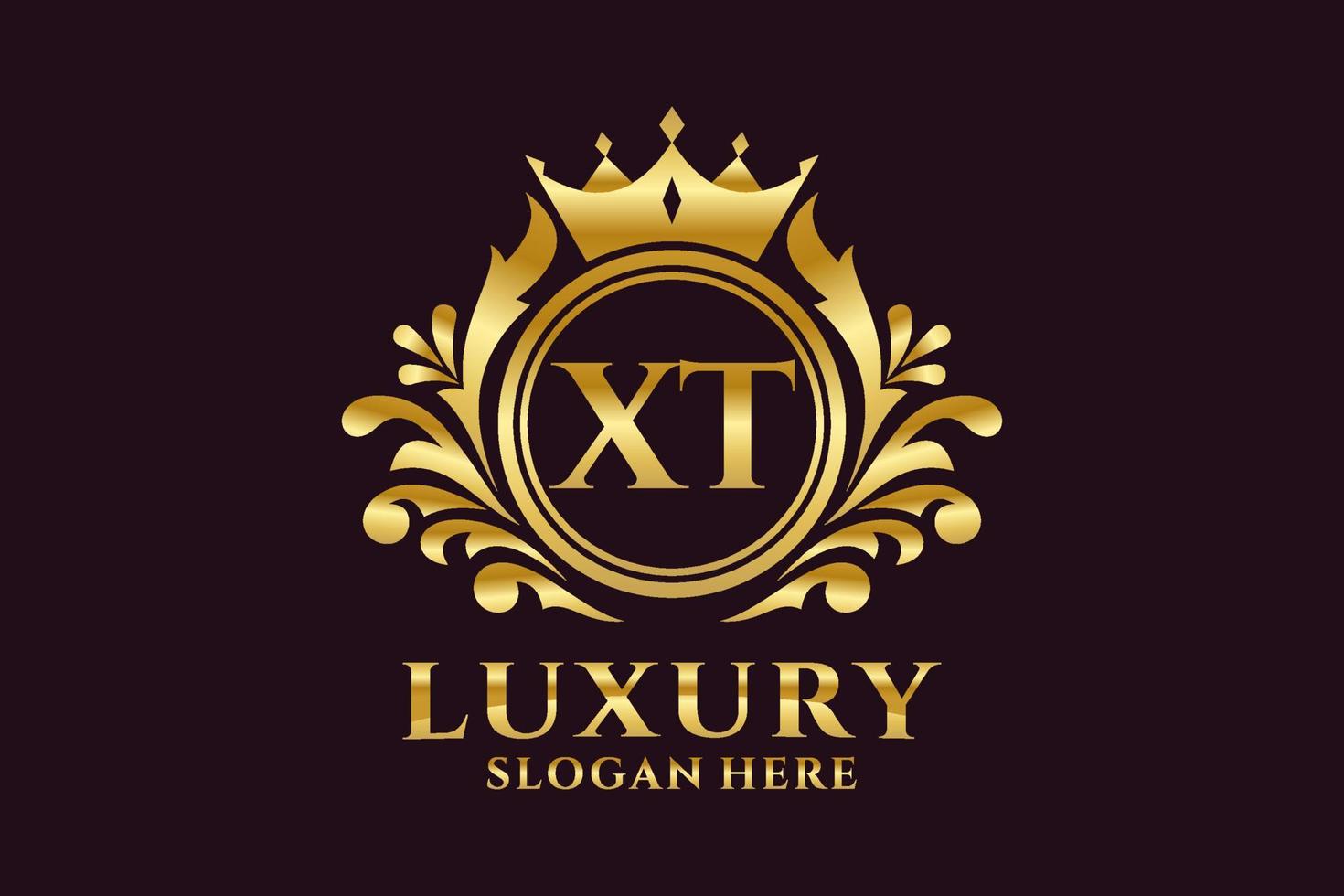 Initial XT Letter Royal Luxury Logo template in vector art for luxurious branding projects and other vector illustration.