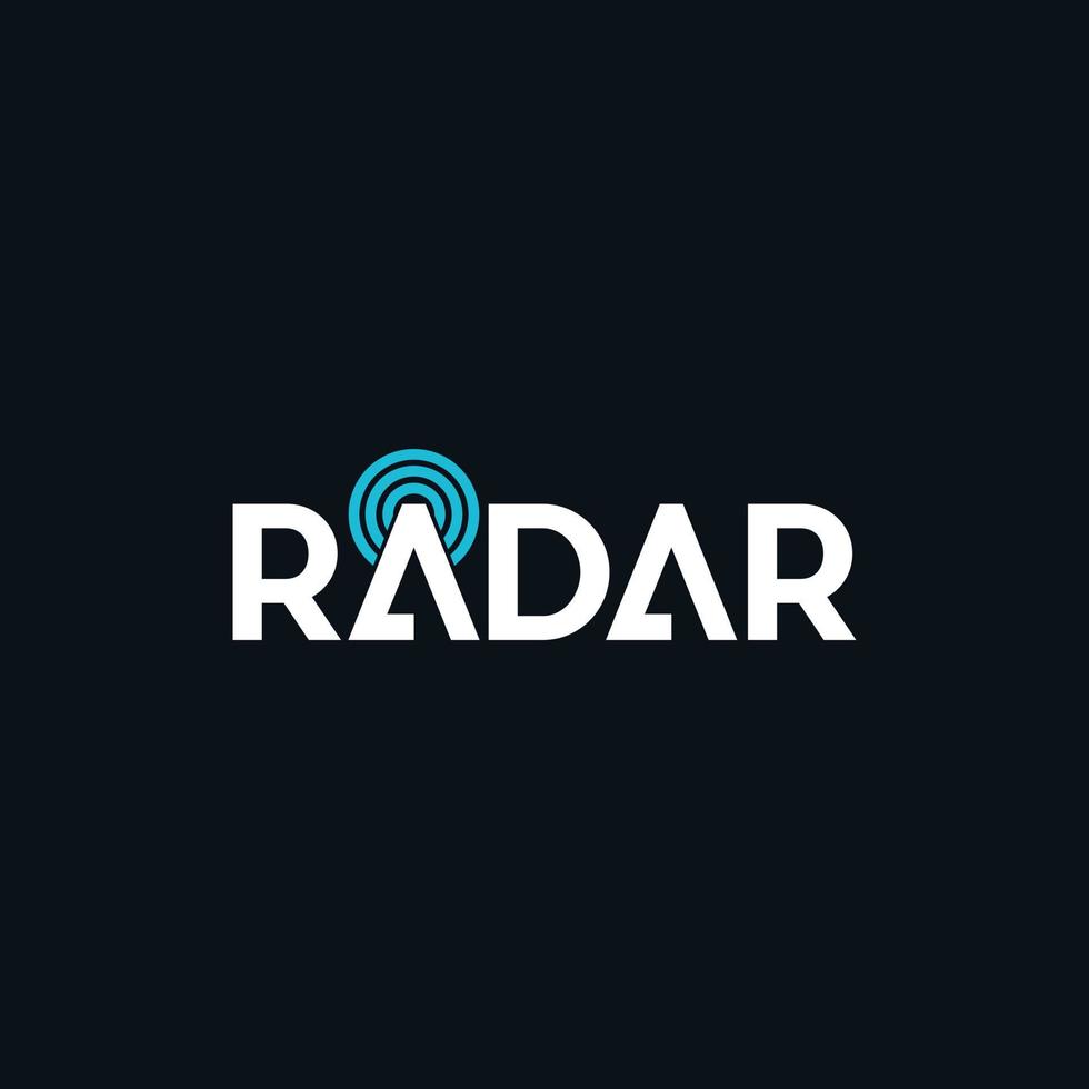 logotipo moderno de tecnología de texto de marca de radar vector