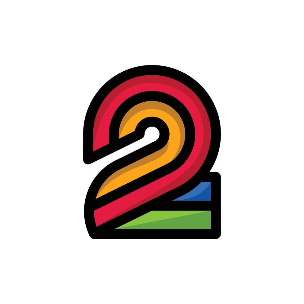 Number 2 Colorful Geometric Modern Logo vector