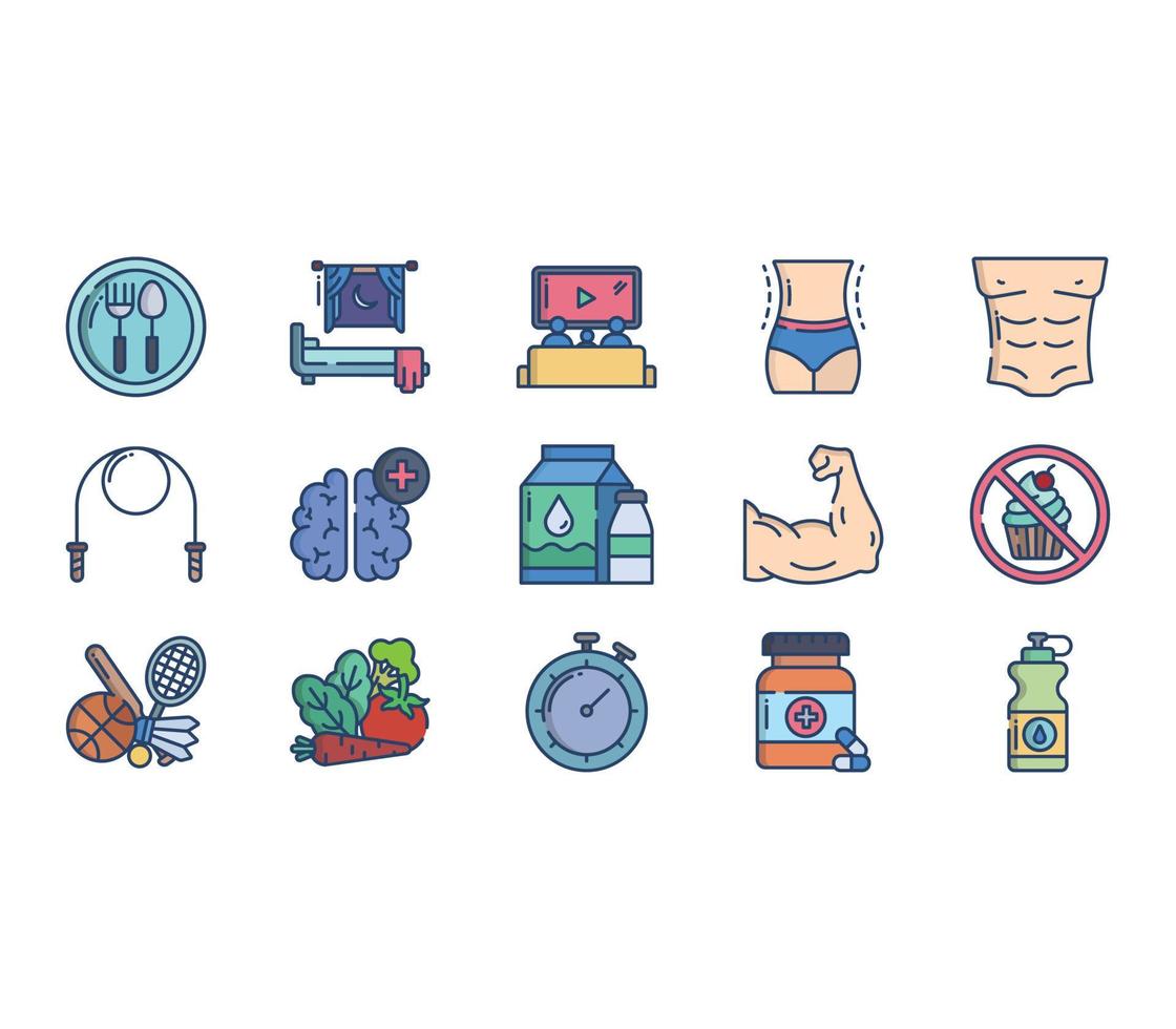 conjunto de iconos de estilo de vida saludable vector