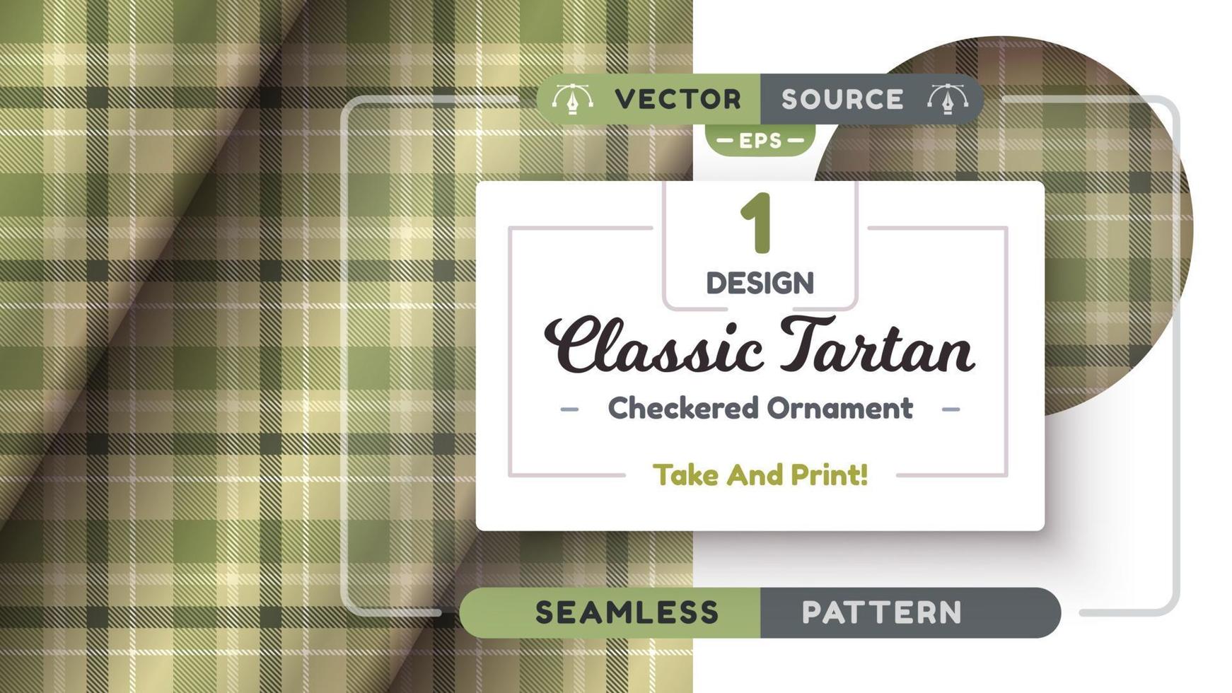 Military Tartan seamless pattern, military texture, checkered scottish fabric vector