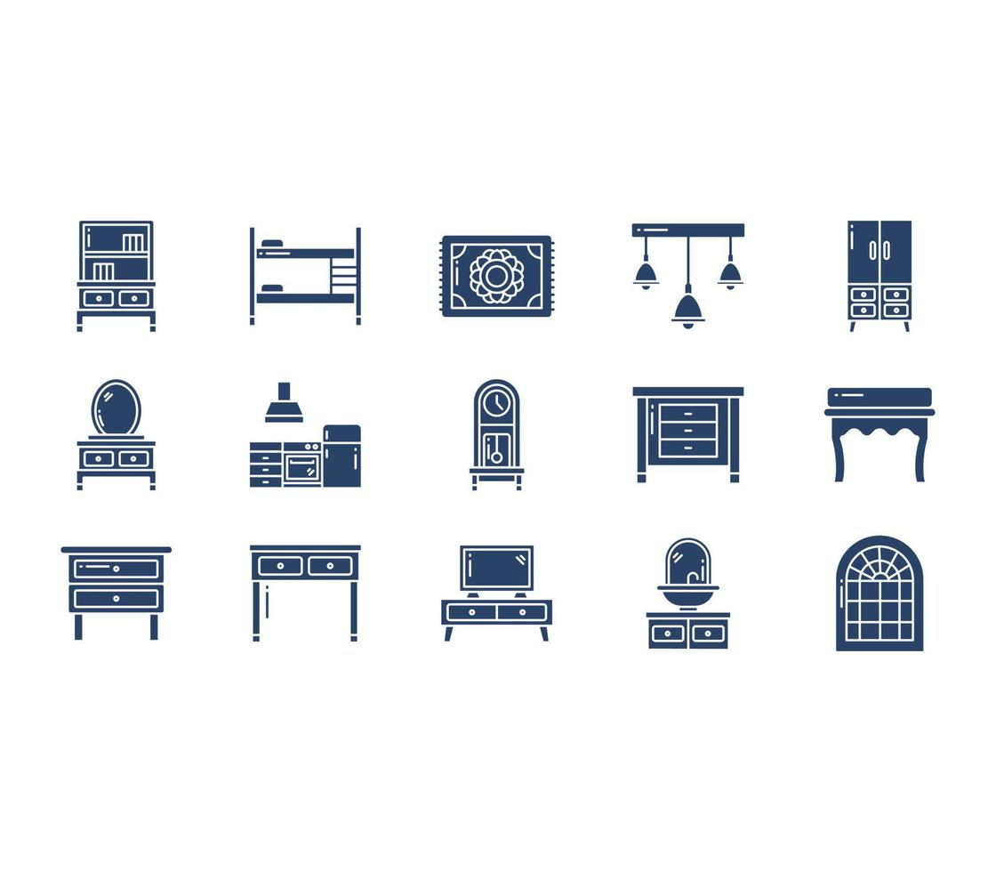 Furniture and home interior icon set vector