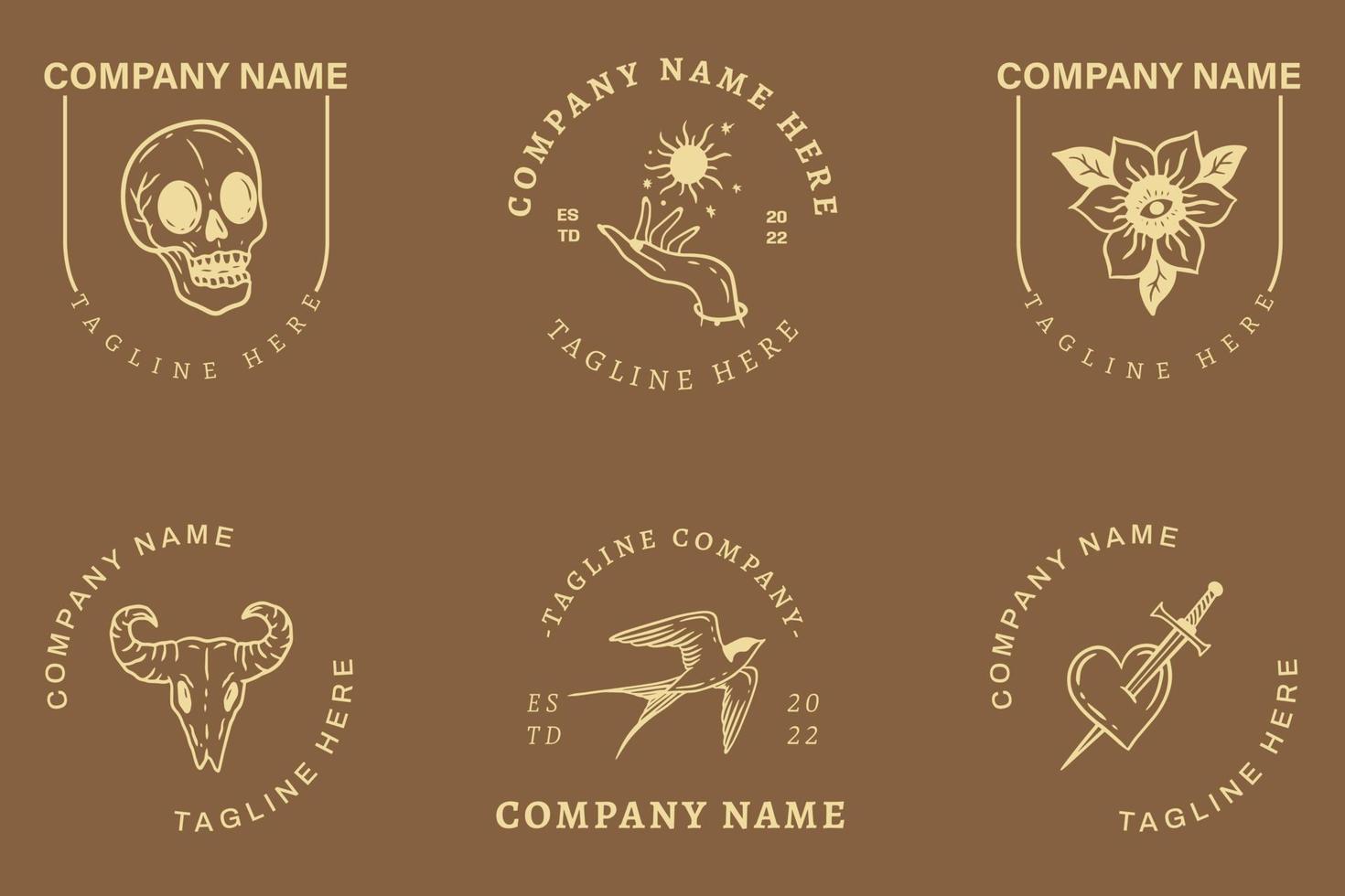 Orange Luxury Logo Mystical Minimalist Symbol Collection Pastel Chocolate Style. vector