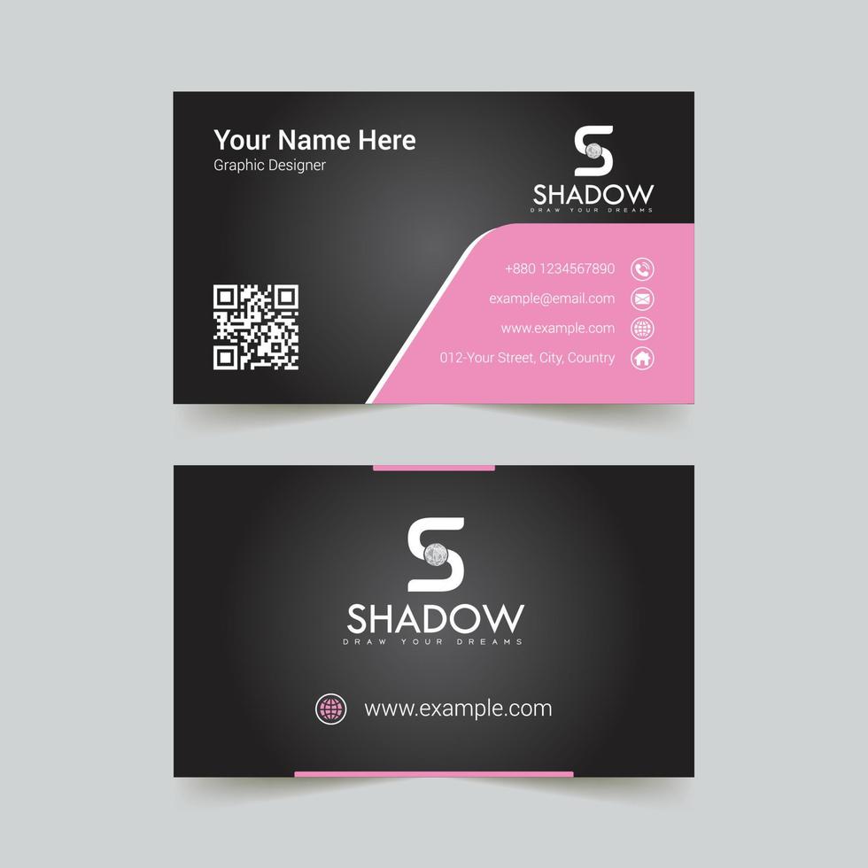 Black and pink gorgeous company business card template vector