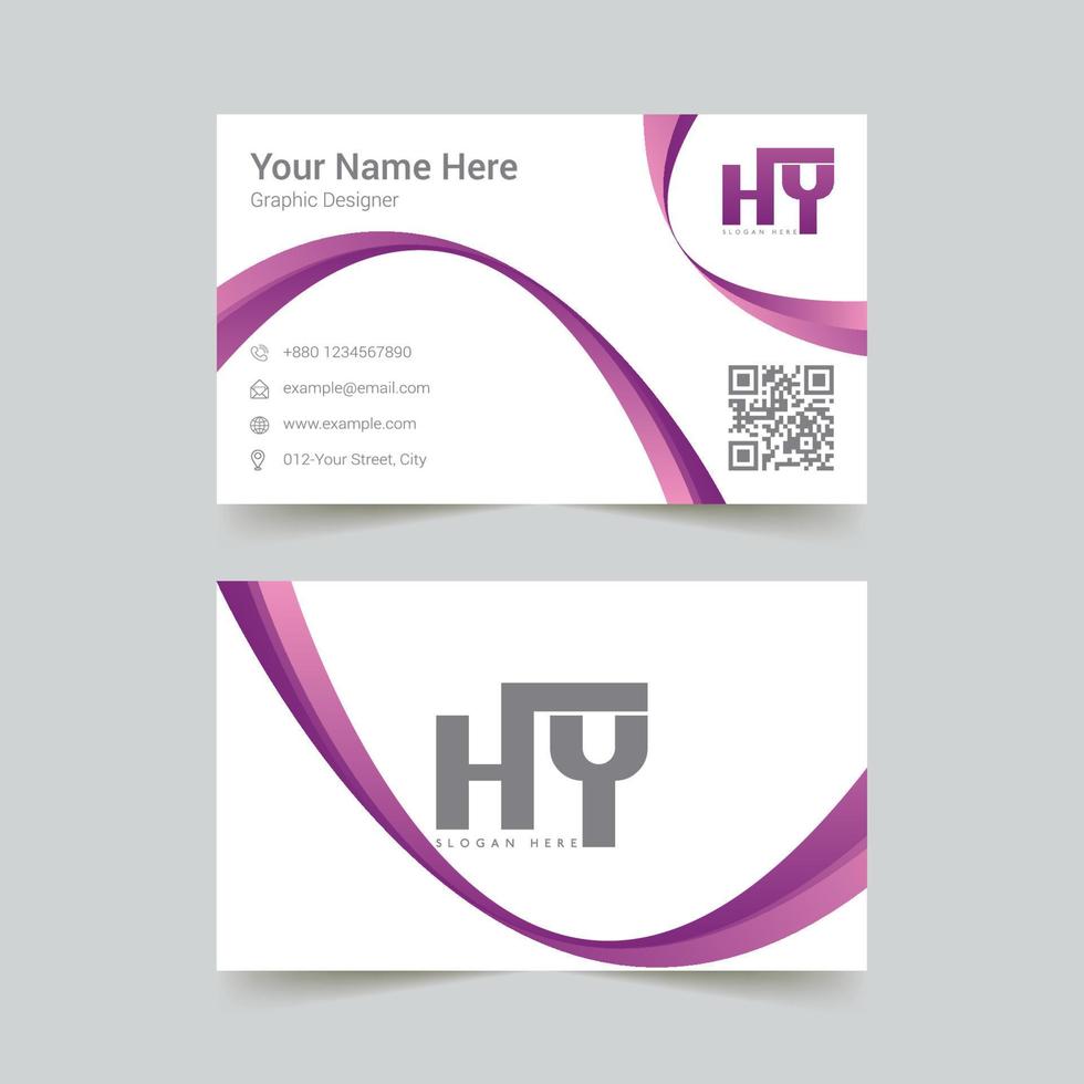 Purple professional business card with bar code vector