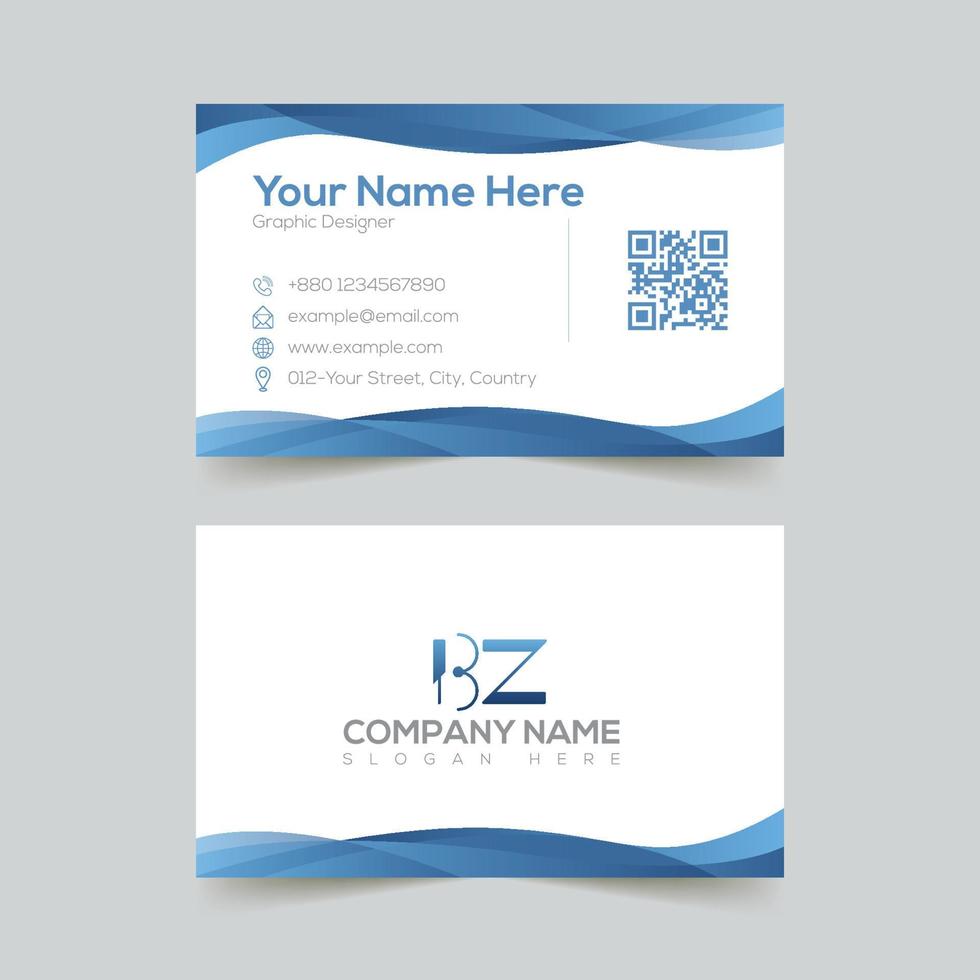 Blue horizontal business card template for corporate office vector