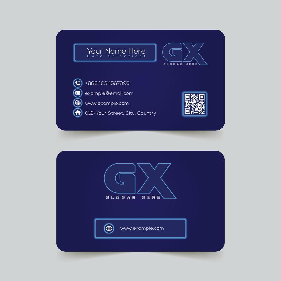 Neon effect corporate business card vector