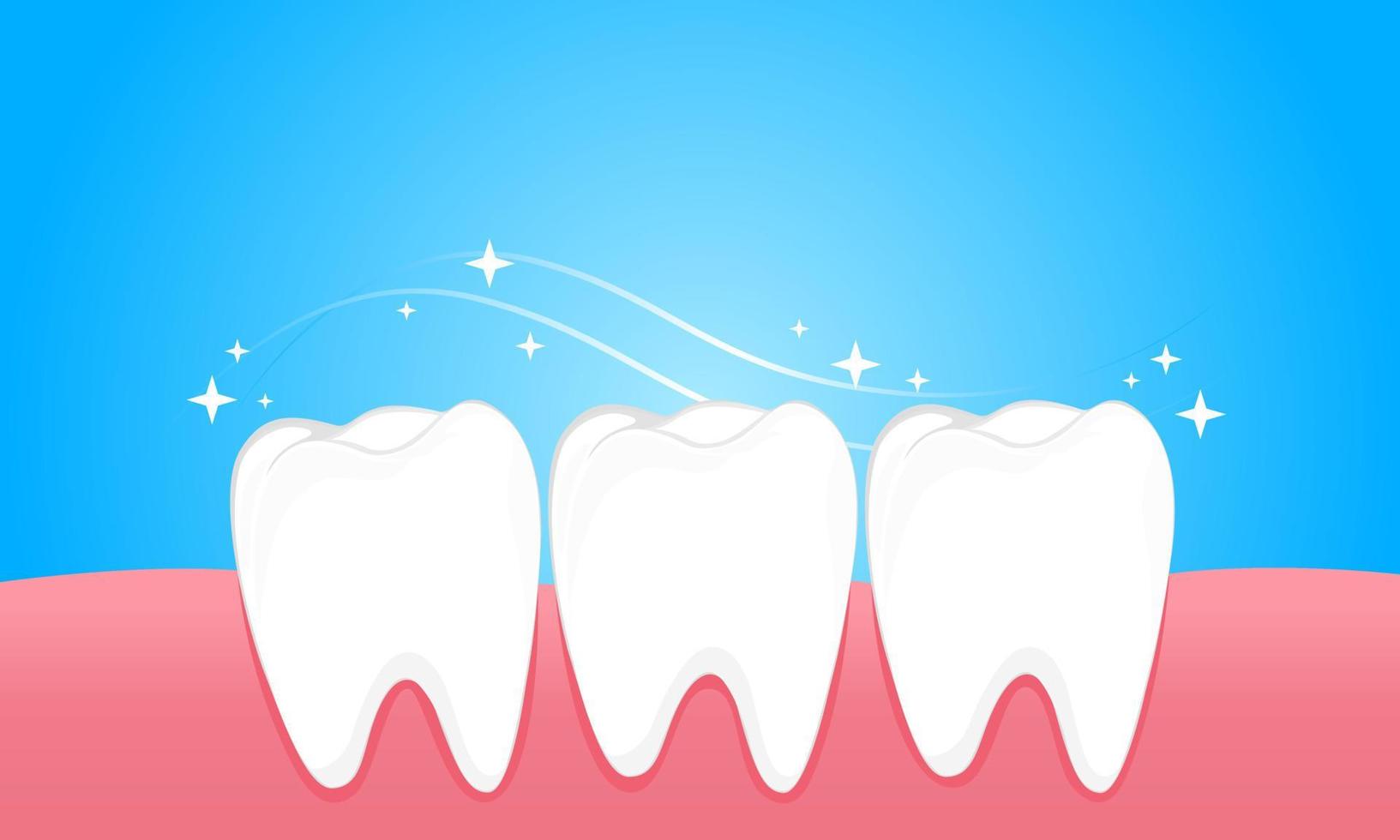 concepto de salud dental. blanqueamiento dental. limpieza profunda. el proceso de limpieza de dientes, dientes hermosos. vector