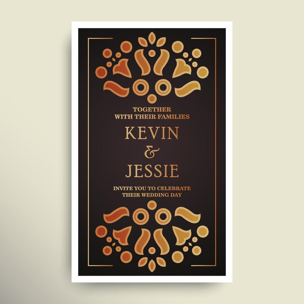 Elegant wedding invitation with pattern motif vector