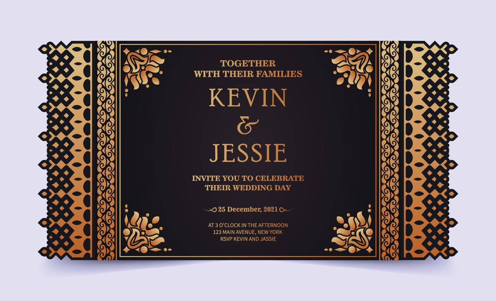 Elegant wedding invitation with pattern motif vector