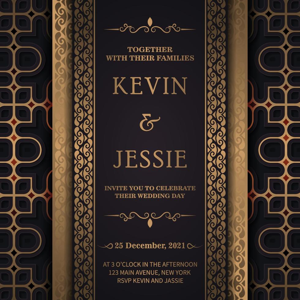 Elegant wedding invitation with pattern motif vector