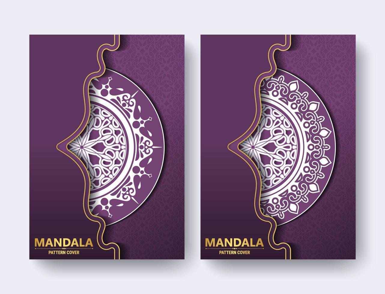 luxury purple mandala patterned cover vector