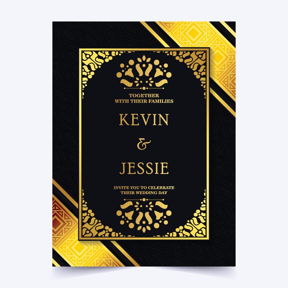 Elegant wedding invitation with pattern motif vector