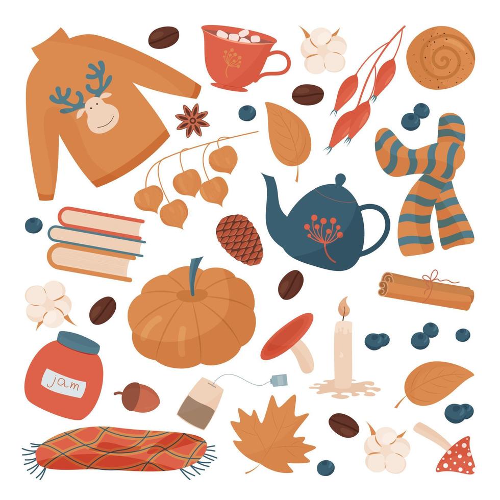 autumn items collection vector