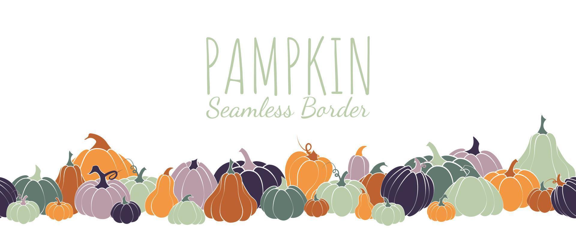 Cute hand drawn pumpkin horizontal seamless pattern, hand drawn pumpkins - great as Thanksgiving background, textiles, banners, wallpapers, wrapping - vector design