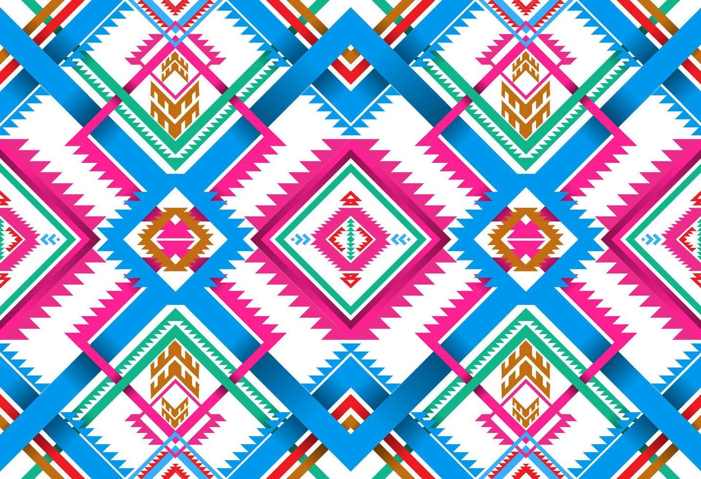 traditional ethnic geometric pattern background design for backgrounds carpet wallpaper clothes wrap fabric seamless embroidery style vector illustration