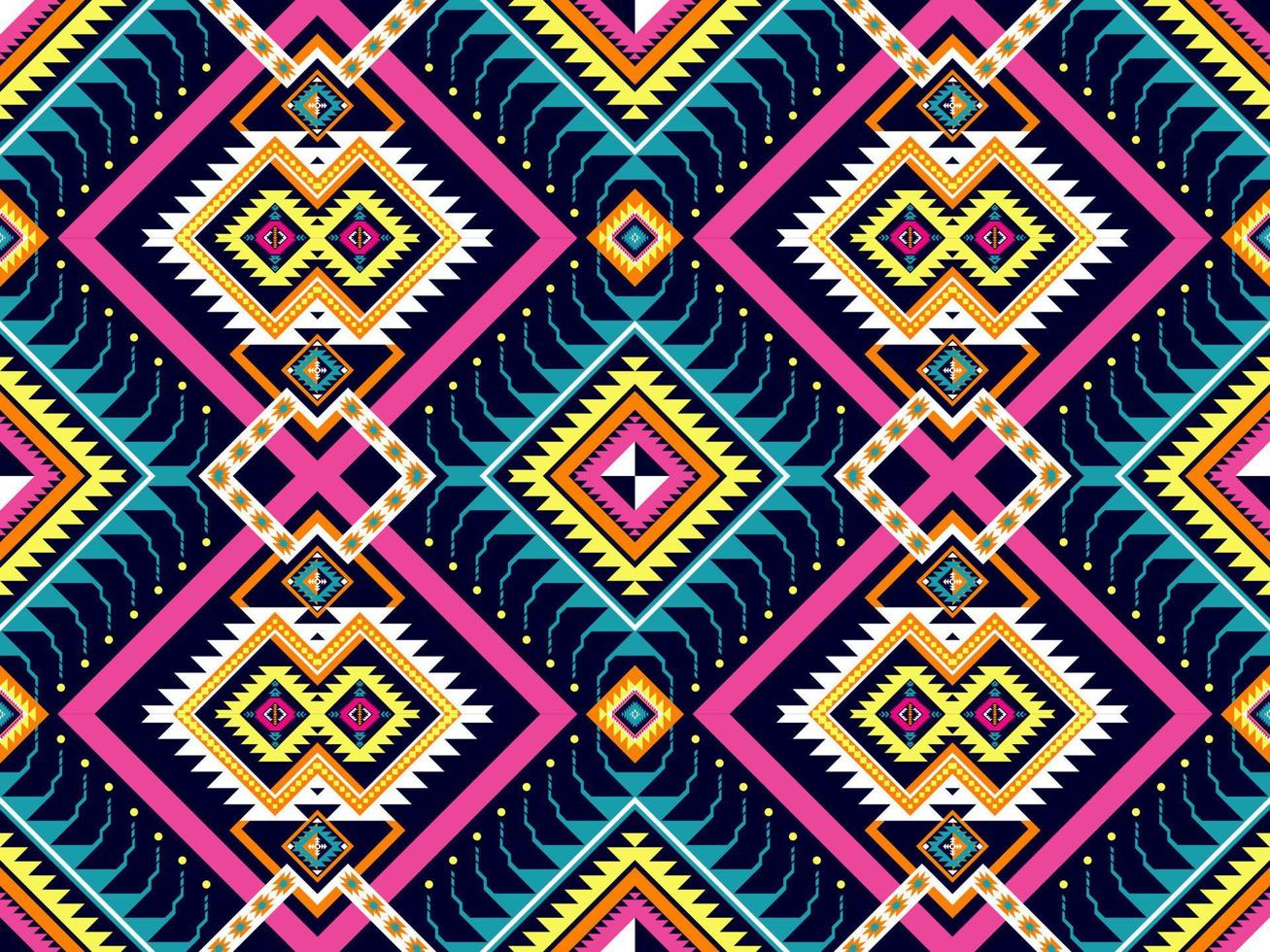 diseño de fondo de patrón geométrico étnico tradicional para fondos alfombra papel pintado ropa envolver tela bordado sin costuras estilo vector ilustración