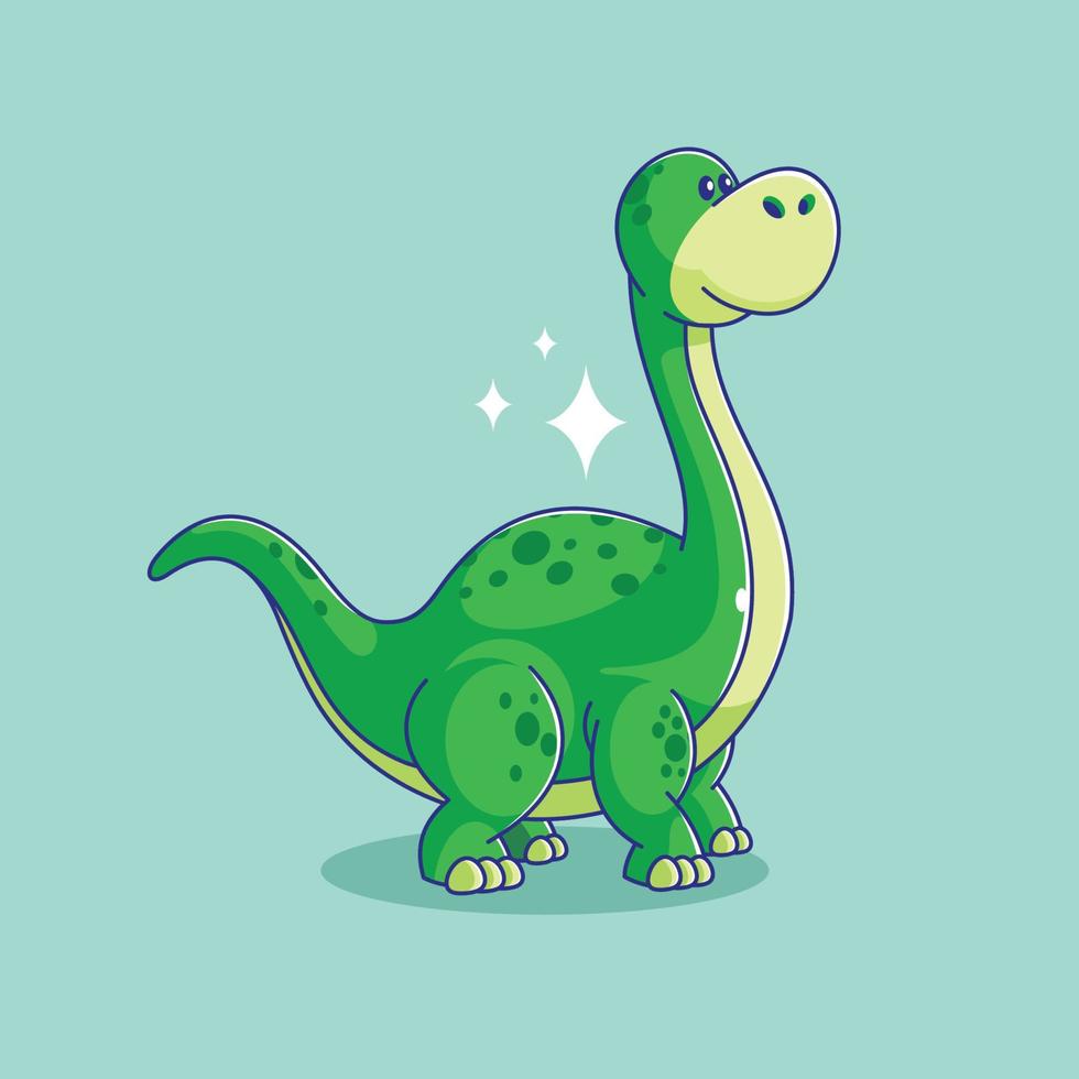 diseño de estilo de dibujos animados brachiosaurus sobre fondo verde vector