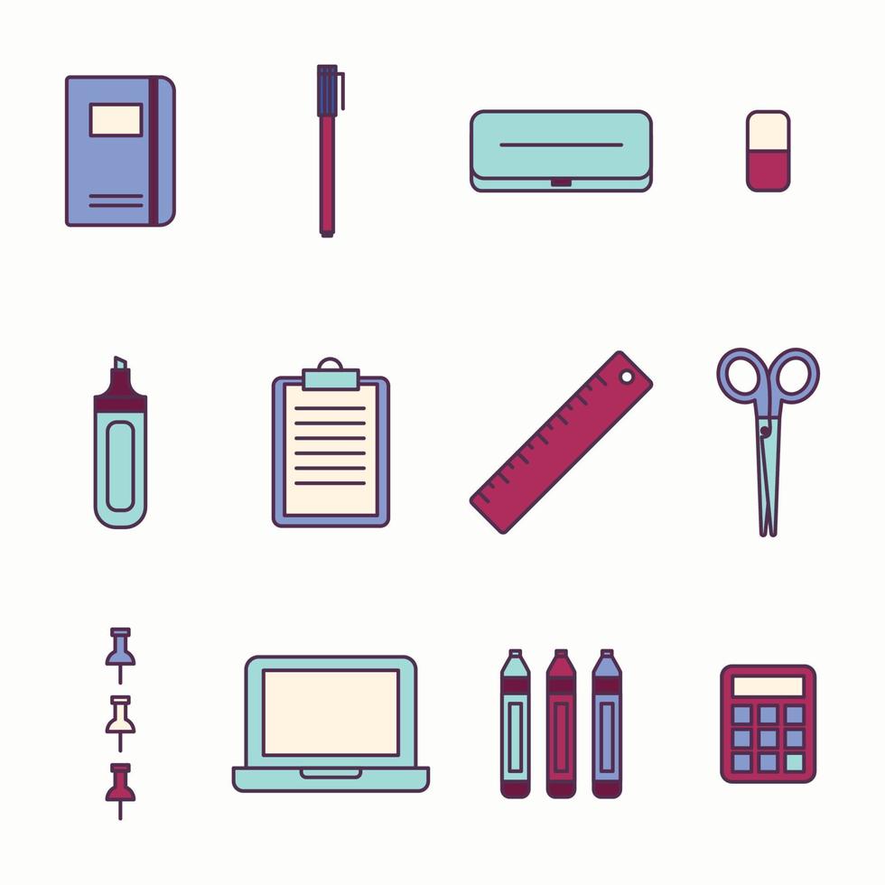 Outlined School Elements vector