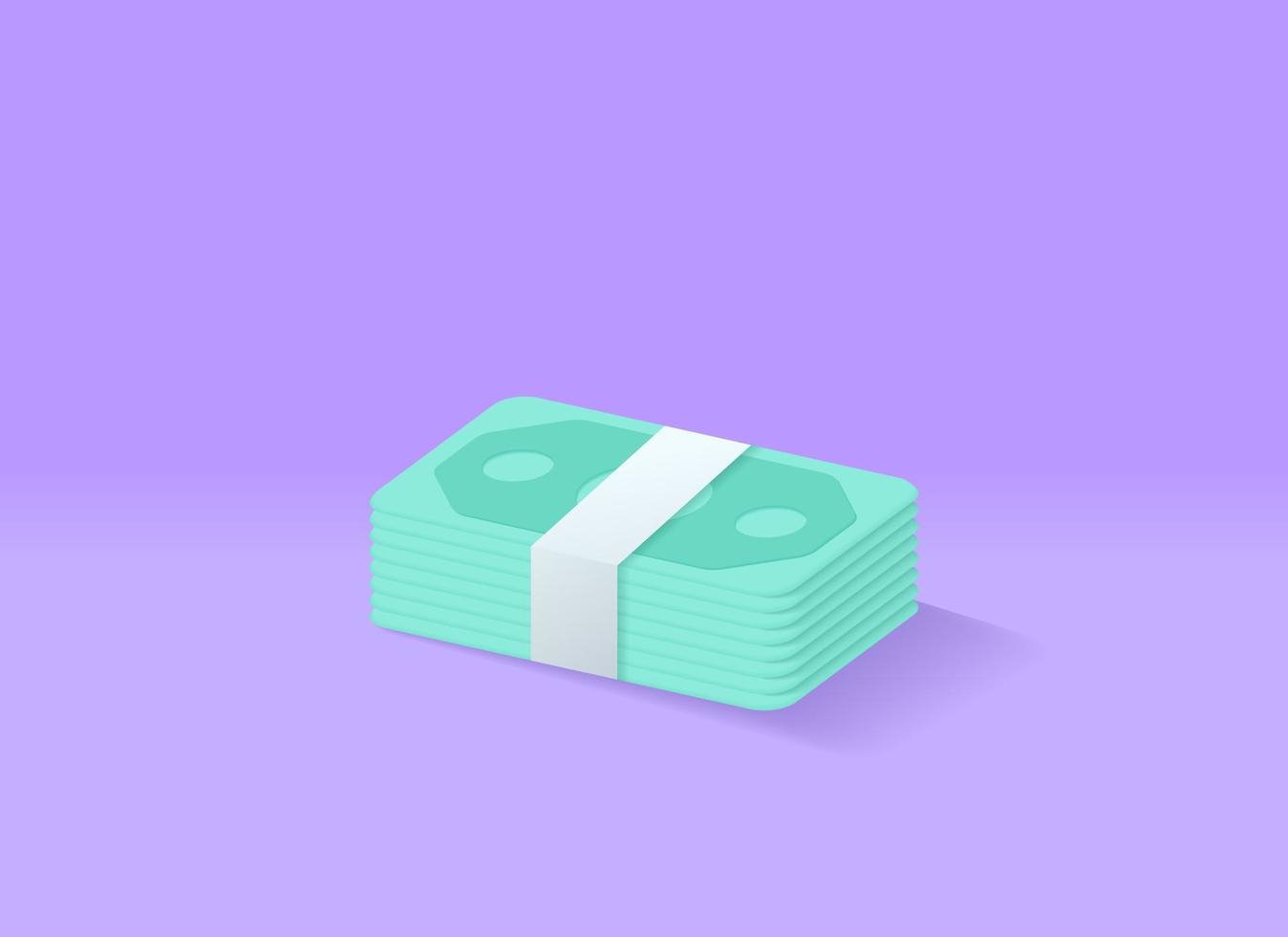 3D render money stack, money saving, investment, income, salary vector concept. 3d vector design illustration
