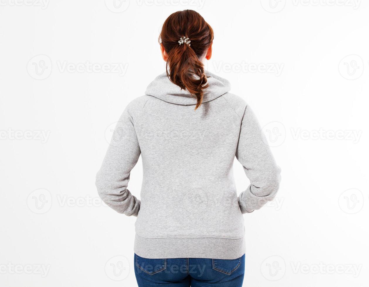 beautiful women Gray pullover hoodie mockup, Woman in gray hoodie