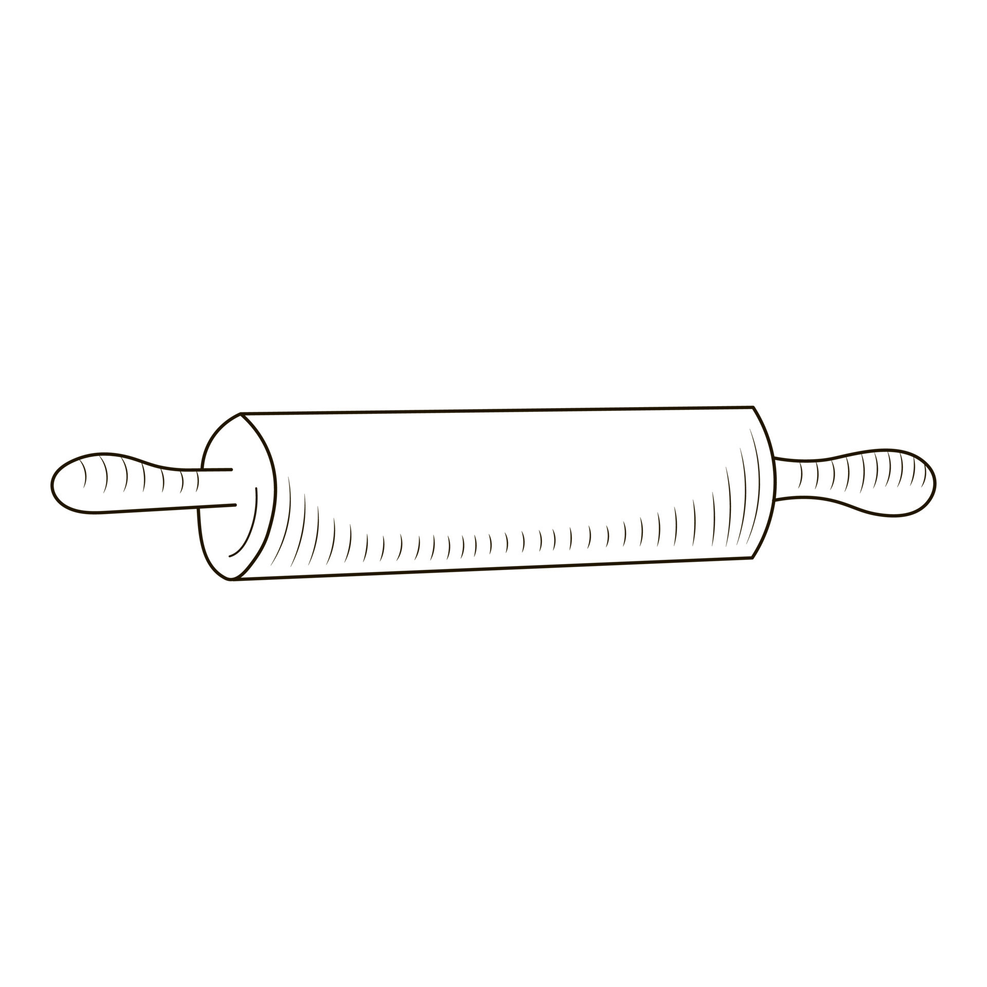 Rolling pin in hand drawn sketch style isolated on white background
