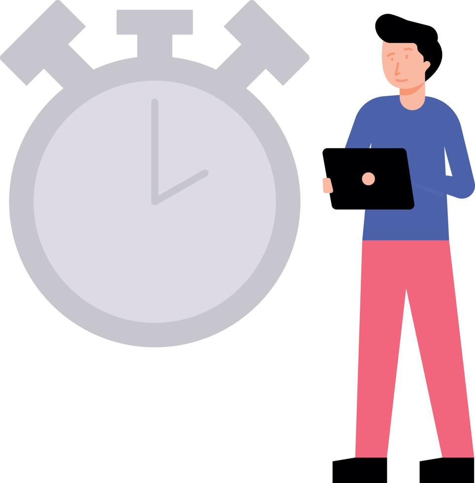 The boy is looking at the stopwatch. vector