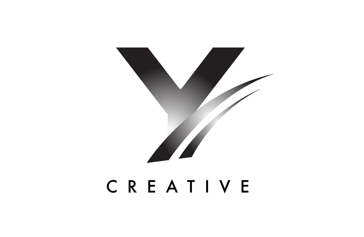 Letter Y Logo Design Vector with Curved Swoosh Lines and Creative Look