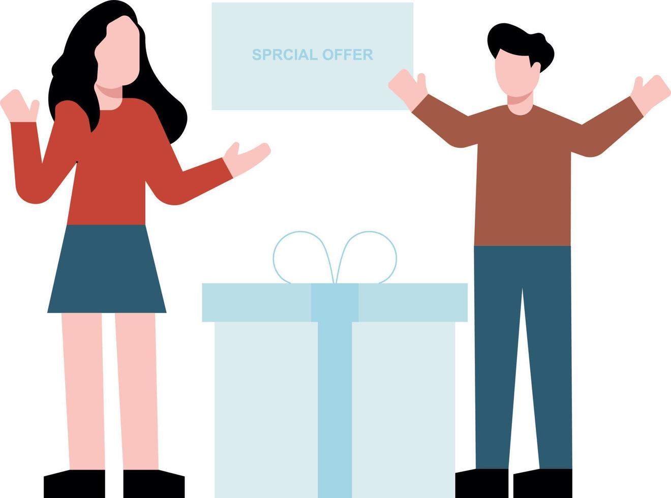 A boy and a girl have a special gift. vector