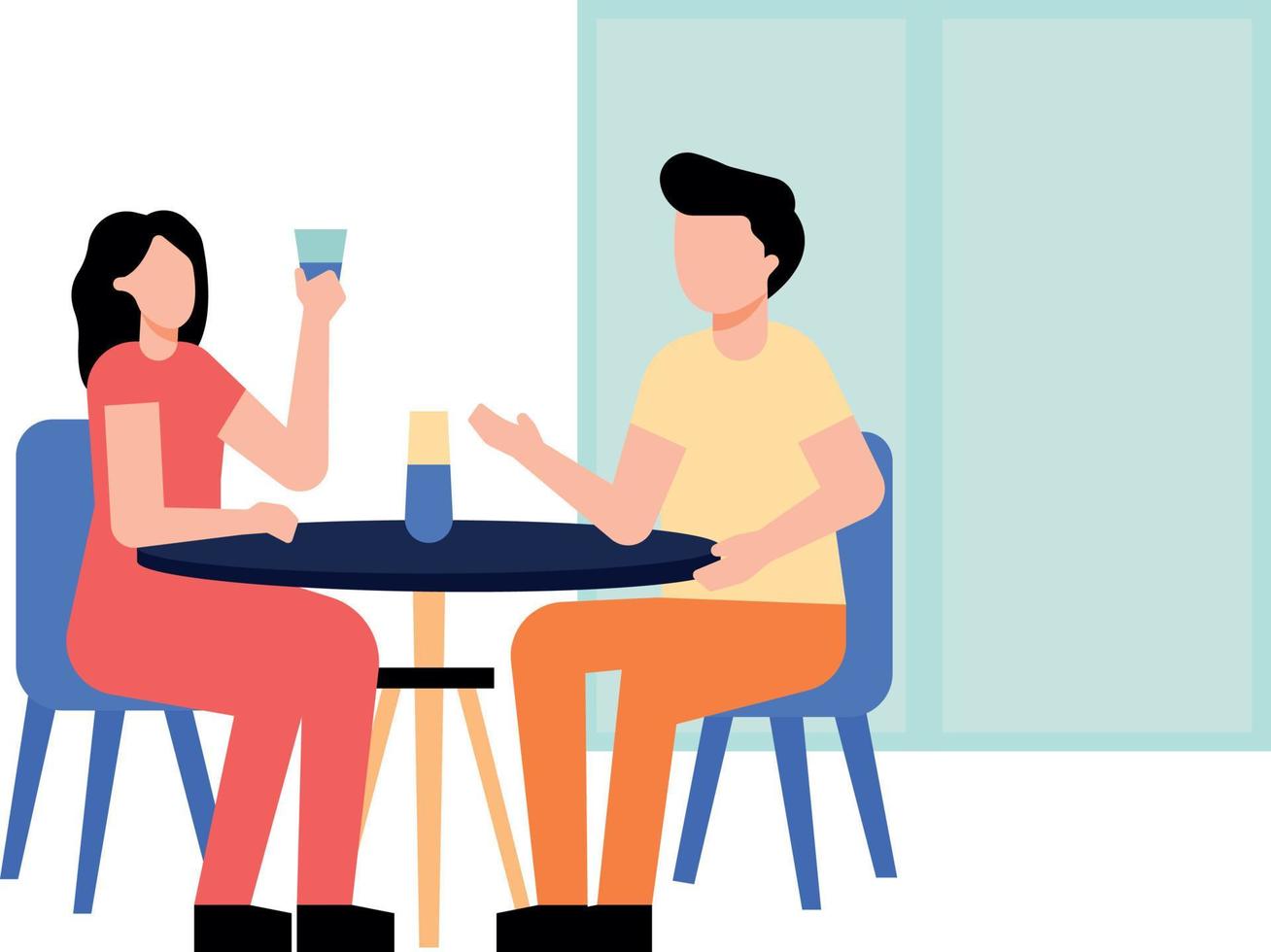 la pareja está en un restaurante para cenar. vector