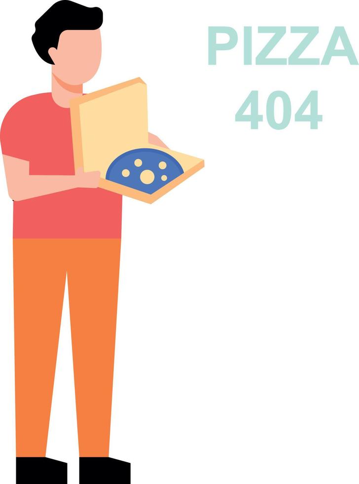 Boy looking at pizza 404 vector