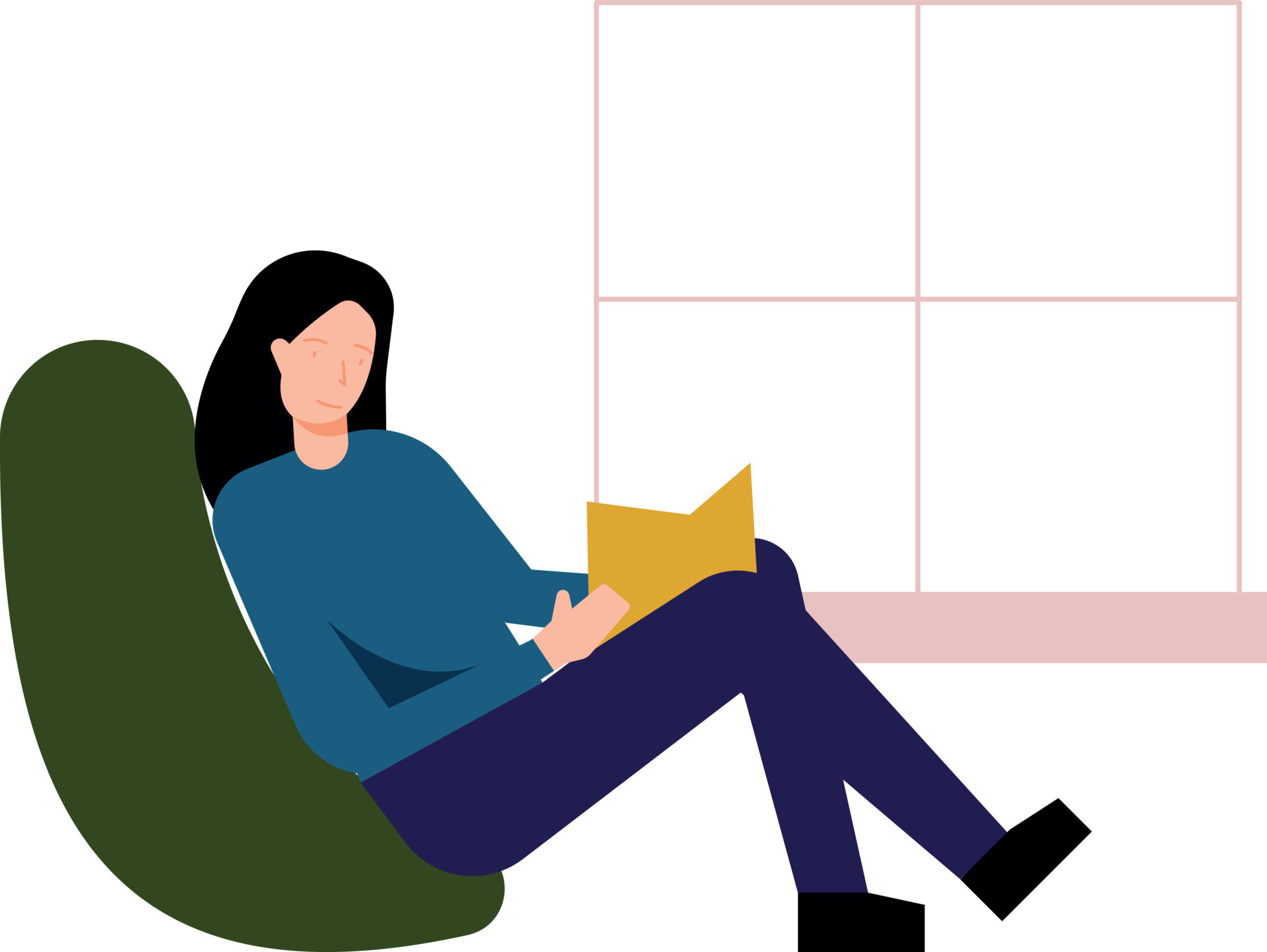 The girl is reading a book. 11956505 Vector Art at Vecteezy