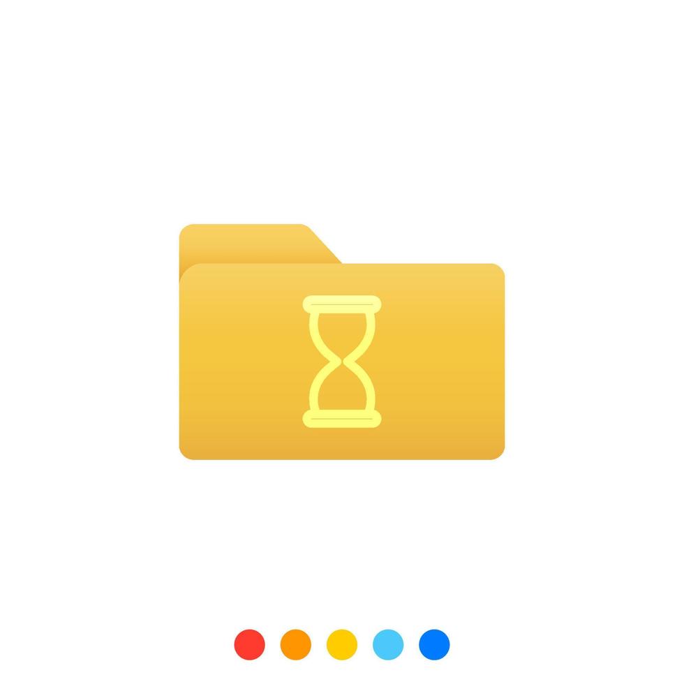 Flat folder design element with hourglass symbol, Folder icon, Vector and Illustration.