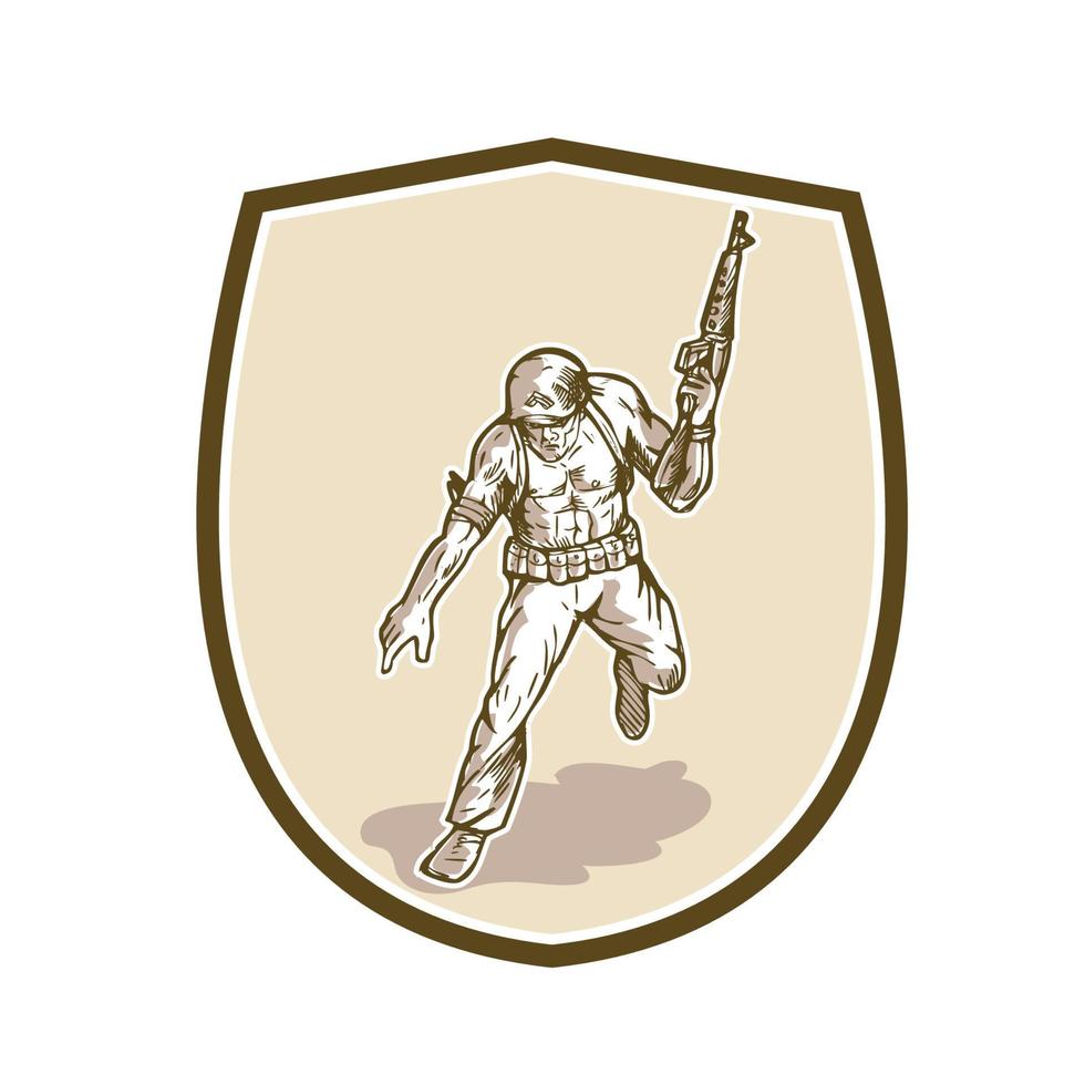 American Soldier Serviceman Armalite Rifle Cartoon vector