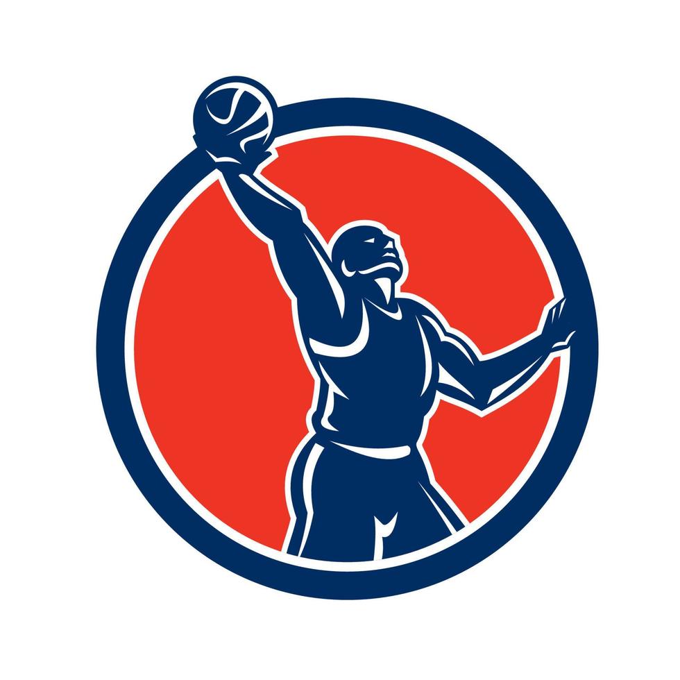 Basketball Player Rebounding Lay-Up Ball Circle vector