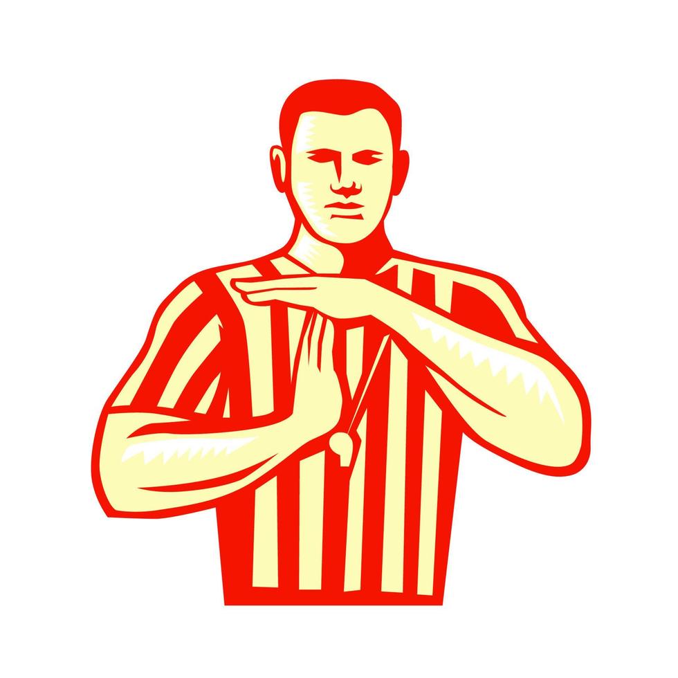 Basketball Referee Technical Foul Retro vector